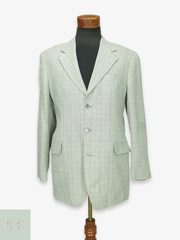 Blazer Recto a Cuadros de Viscosa y Lino Paolo Negrato Talla L/XL 1