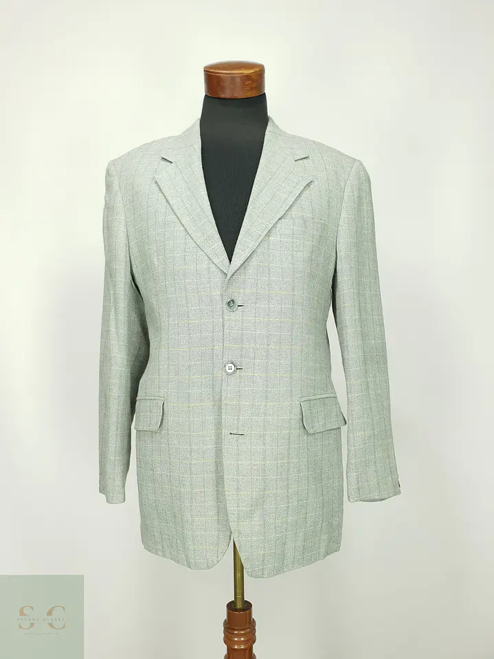 Blazer Recto a Cuadros de Viscosa y Lino Paolo Negrato Talla L/XL 2