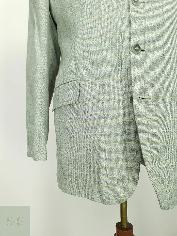 Blazer Recto a Cuadros de Viscosa y Lino Paolo Negrato Talla L/XL 3