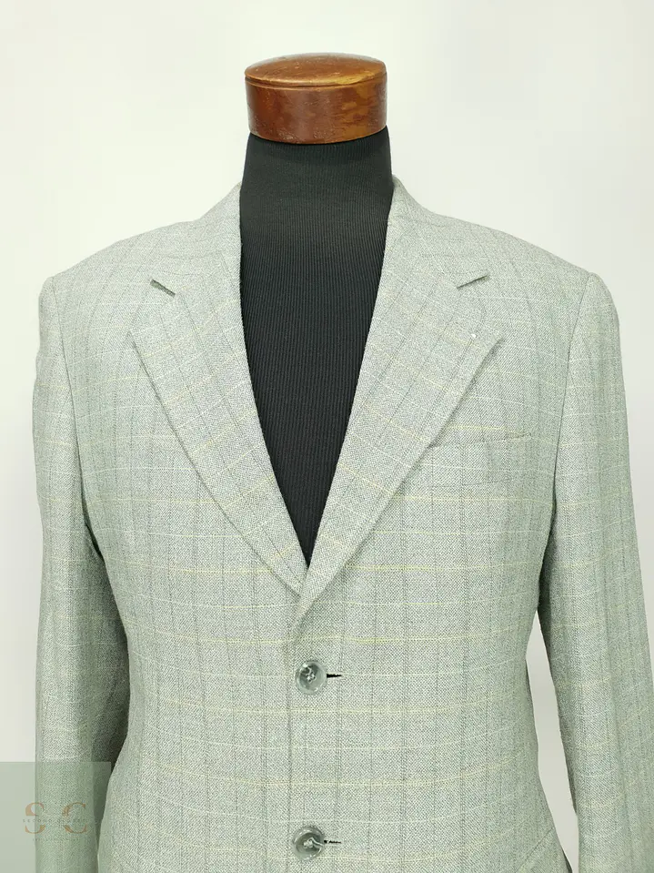 Blazer Recto a Cuadros de Viscosa y Lino Paolo Negrato Talla L/XL 4