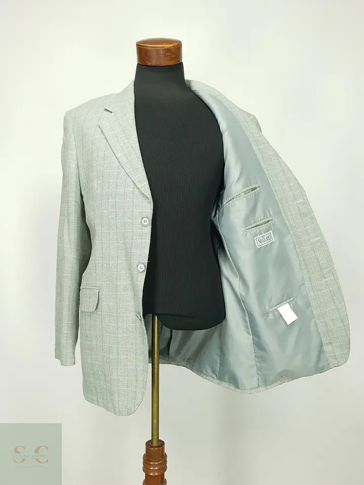Blazer Recto a Cuadros de Viscosa y Lino Paolo Negrato Talla L/XL 8