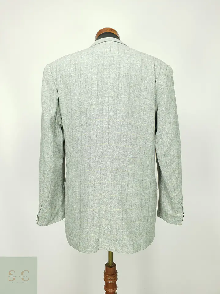 Blazer Recto a Cuadros de Viscosa y Lino Paolo Negrato Talla L/XL 9