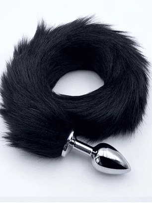 Plug dilatador anal cola de zorro negro