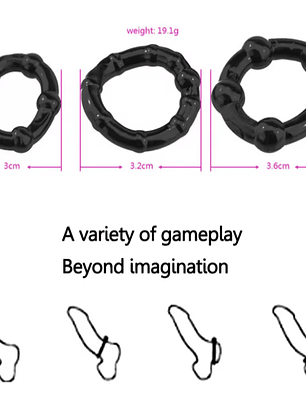 Anillo de silicona retardante con esferas, pack 3 unidades