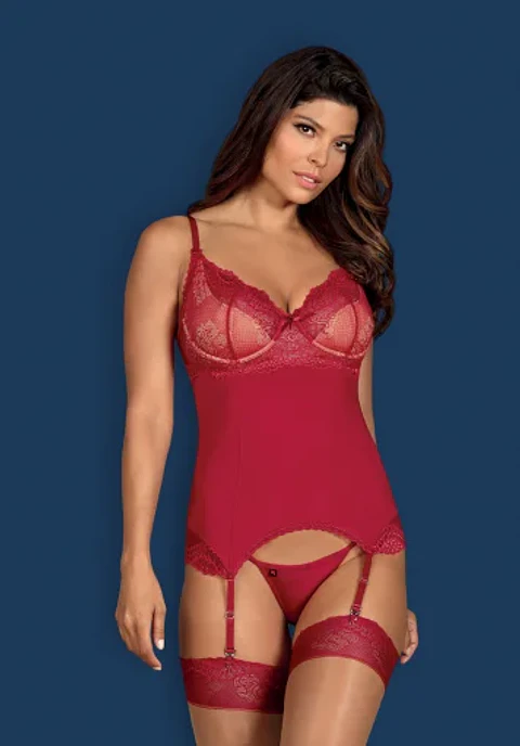 Corset y Calzón Rojo Rosalyne Obsessive