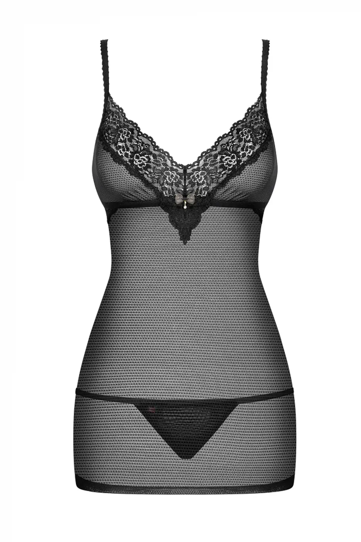 Chemise Negro Transparente + Tanga 3