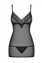 Chemise Negro Transparente + Tanga - Miniatura 3