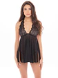 Set 2 piezas Babydoll y Tanga Negro - Miniatura 1