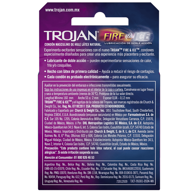 Condón Trojan Fuego y Hielo Pack X3