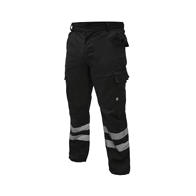 Pantalón Cargo Gabardina Con Cinta Reflectante Practical Line Colores - NEGRO