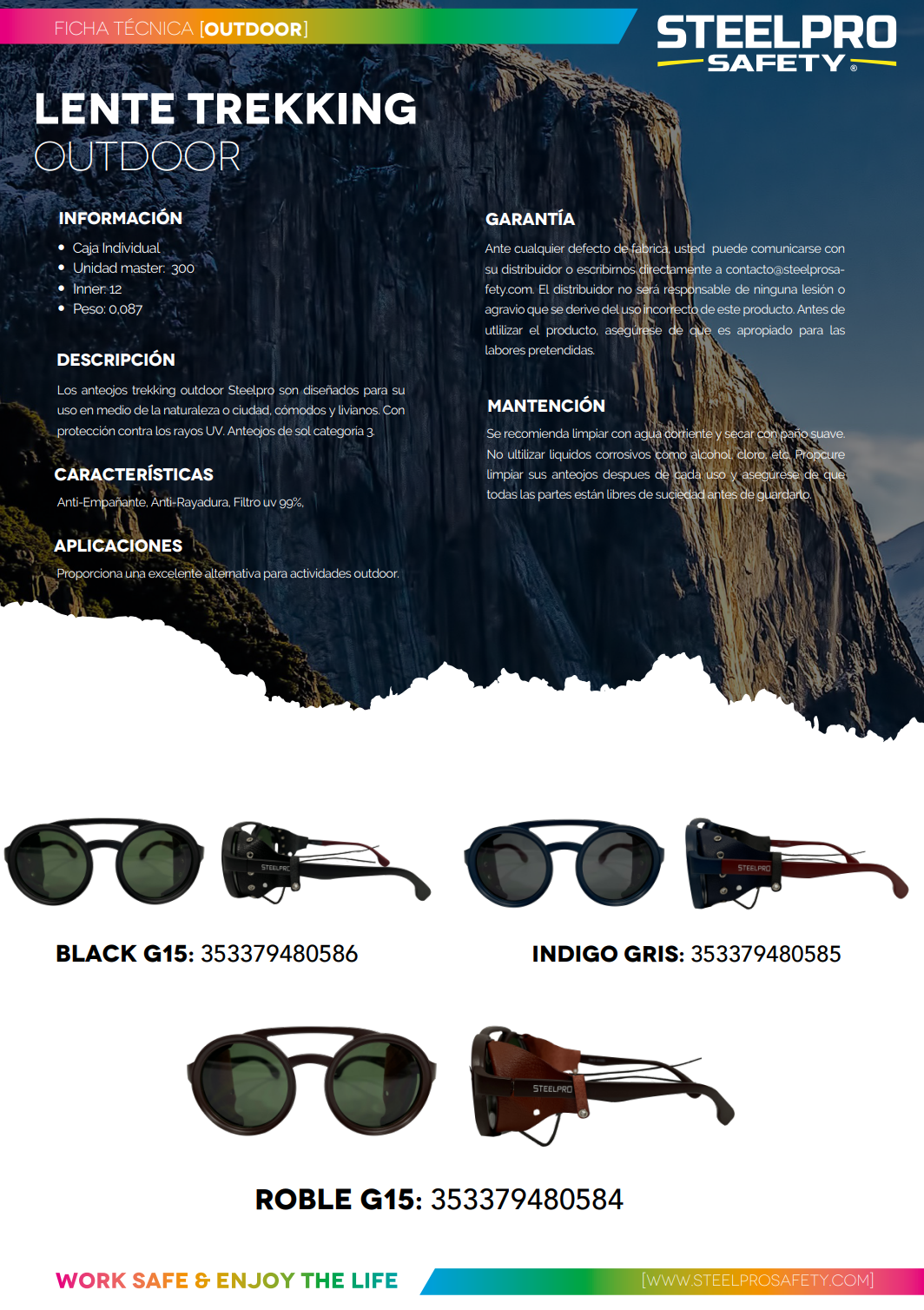 Lente Trekking Indigo Azul Gris Steelpro Montaña