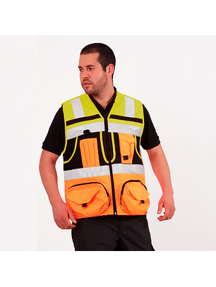 Chaleco Geólogo Ingeniero Max Réflex Bicolor Amarillo / Salmon