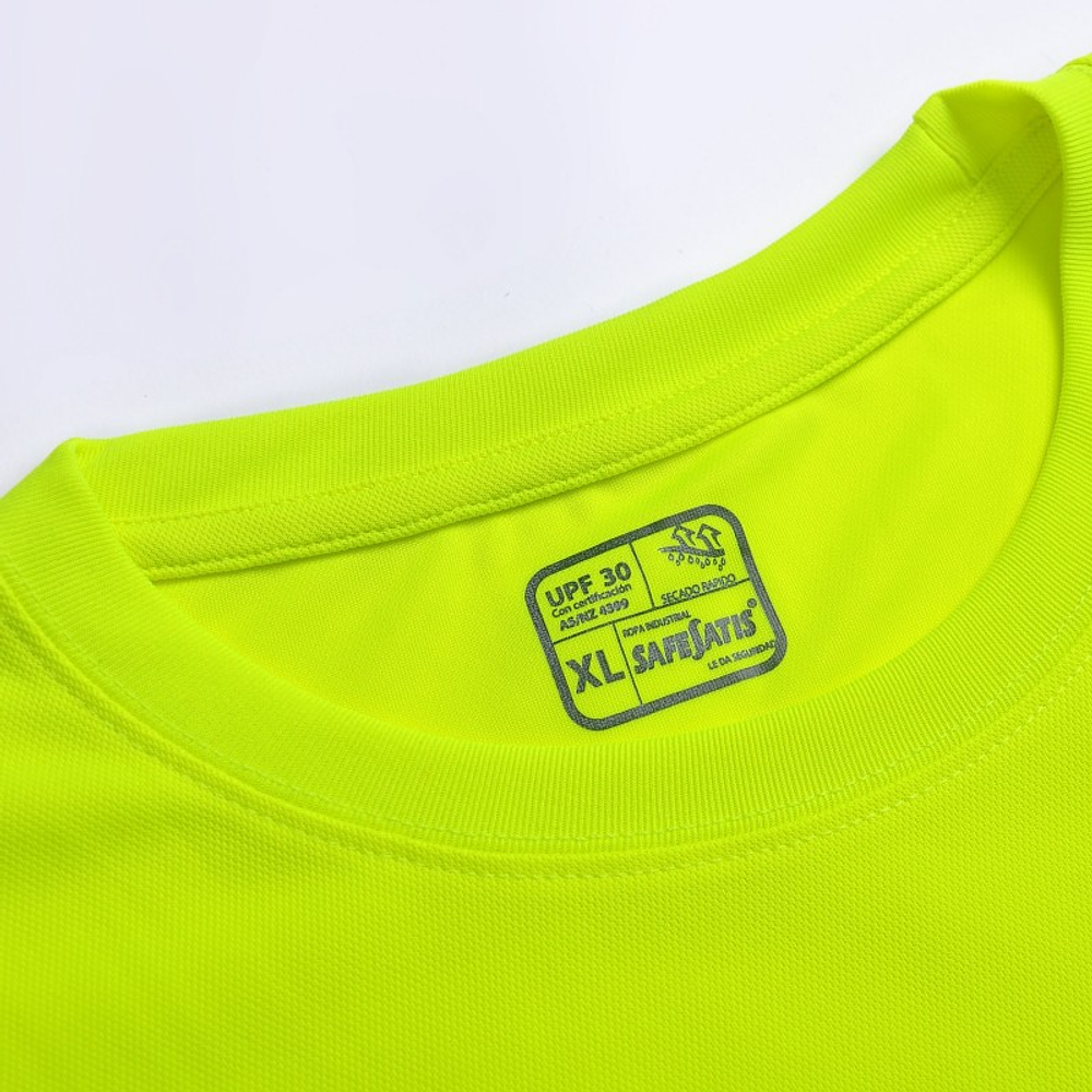 Polera Dry Fit Con Cinta Reflectante UV Salmon / Amarillo