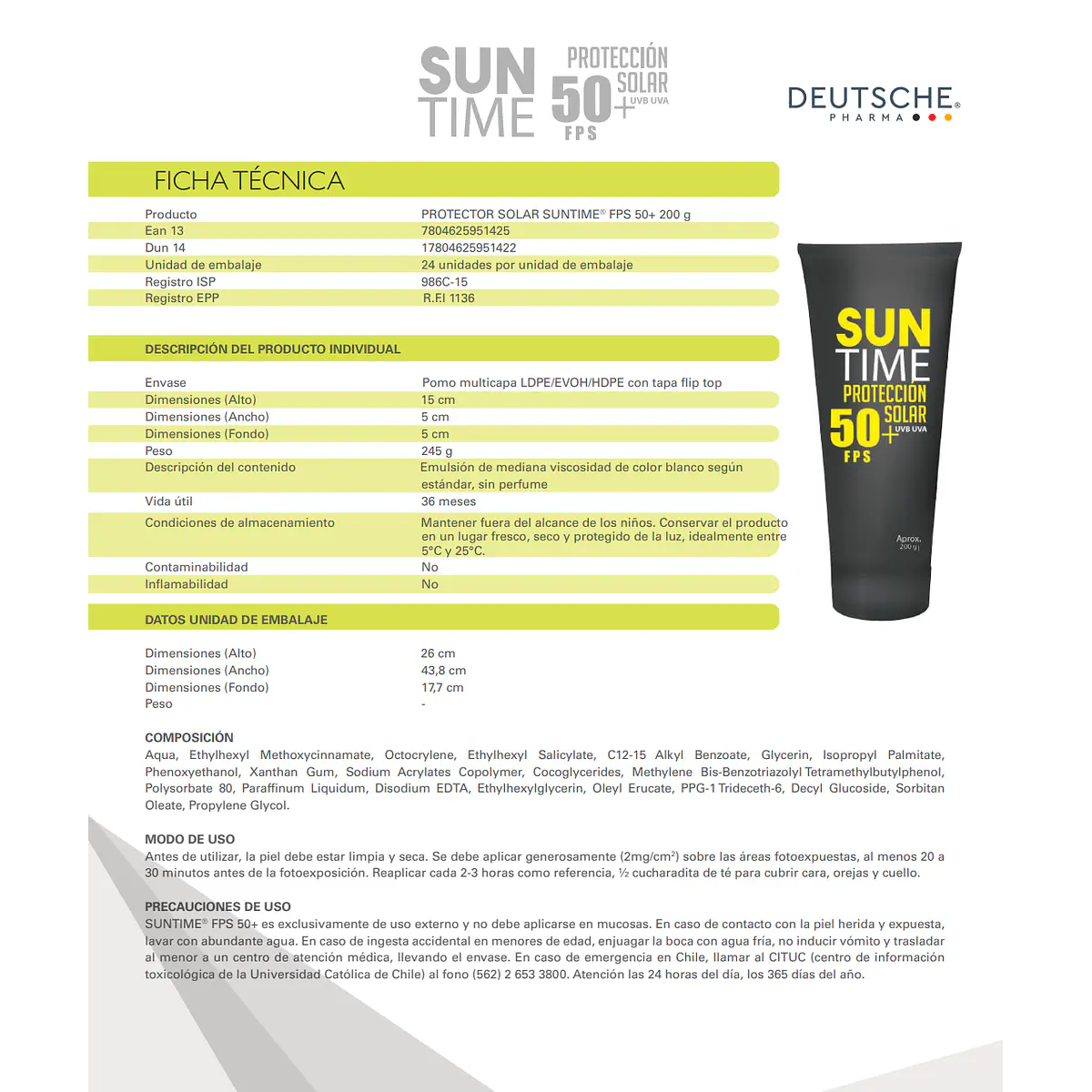 Bloqueador Solar Suntime 200Grs FPS 50+