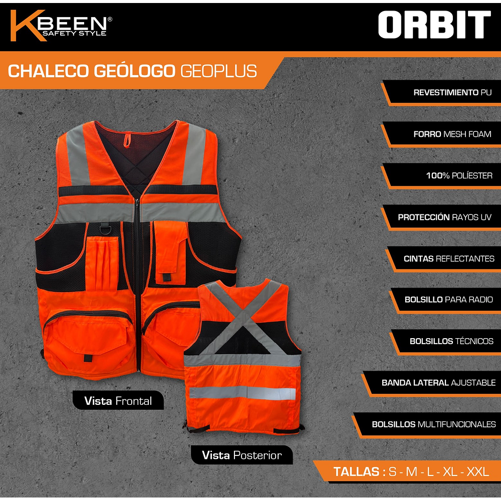 Chaleco Geologo Orbit Kbeen Amarillo / Salmón