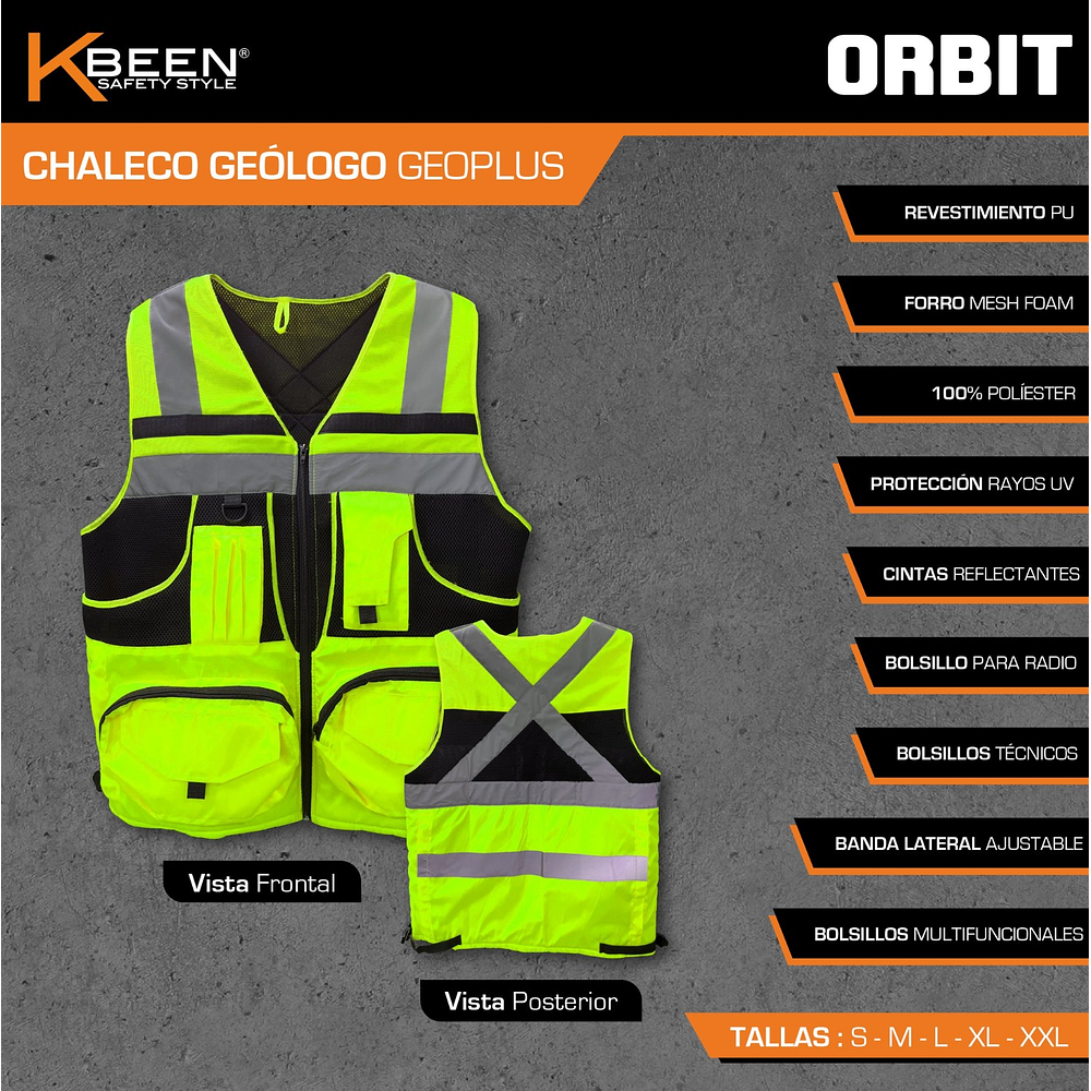 Chaleco Geologo Orbit Kbeen Amarillo / Salmón