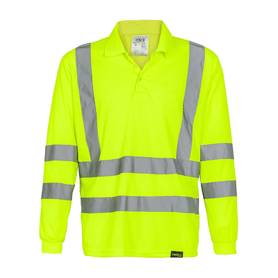 Polera Polo Dry Fit Con Cinta Reflectante UV Salmon / Amarillo - AMARILLA FLUOR