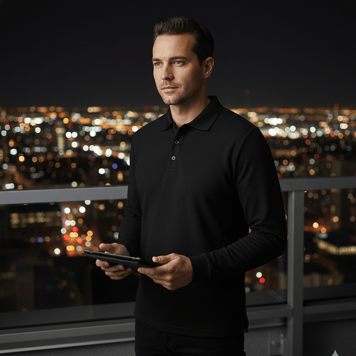 Polera Polo Pique Manga Larga Hombre Premium 60/40 UV 13