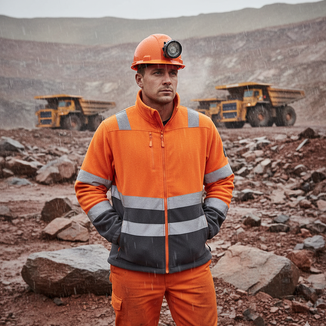 Micropolar Clase 2 Bicolor Manga Larga HI-VIS Alta Visibilidad Salmon/Amarillo 9