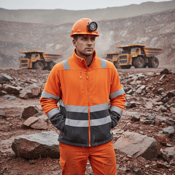 Micropolar Clase 2 Bicolor Manga Larga HI-VIS Alta Visibilidad Salmon/Amarillo 9