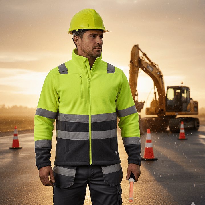 Micropolar Clase 2 Bicolor Manga Larga HI-VIS Alta Visibilidad Salmon/Amarillo 10