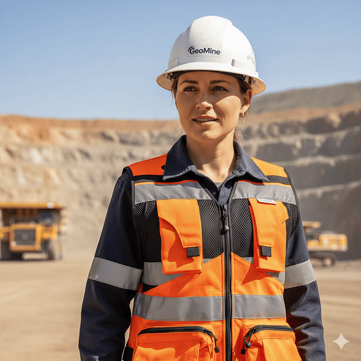 Chaleco Geologo Mujer Miner Profesional Naranjo 3M Scotchlite  10