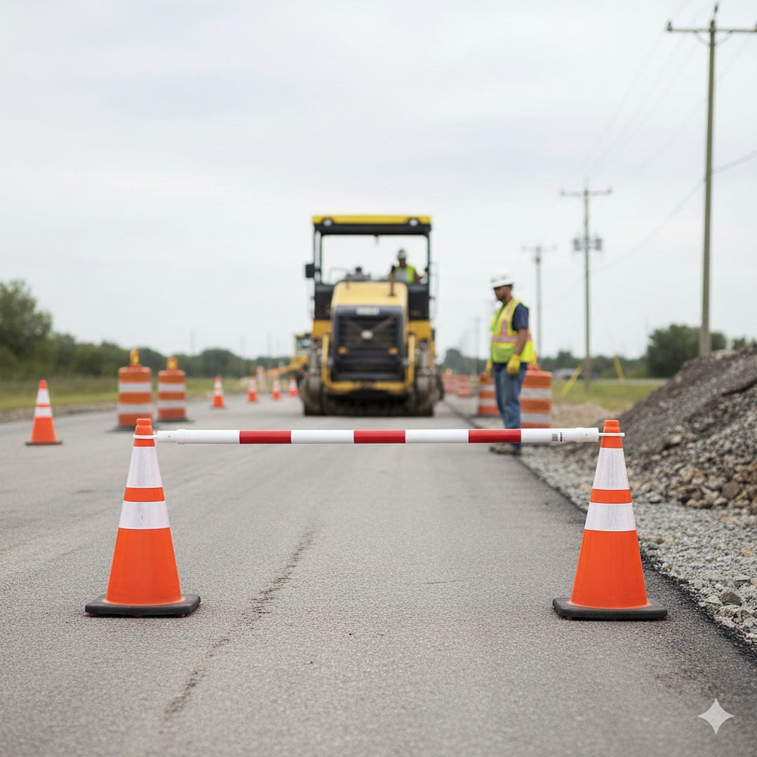Barra Conectora Vial PVC Conos RESISTOR 1,3/2,2 mts. Blanco-Rojo. 2