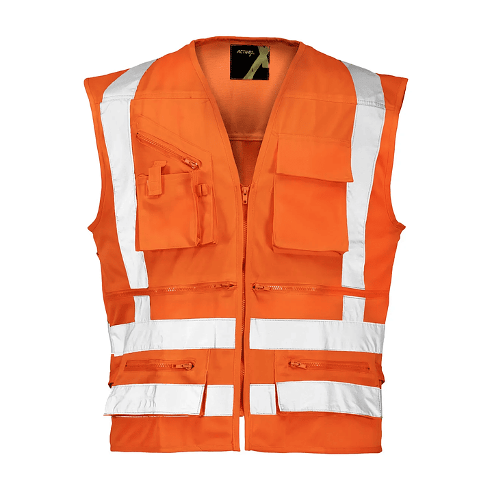 Chaleco Geólogo Cinta 360° Verde / Salmón Fluor Activex ISP 1
