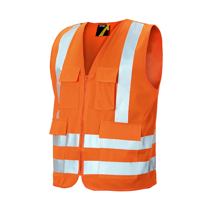 Chaleco Activex Naranjo 4 Bolsillos Alta Visibilidad  4