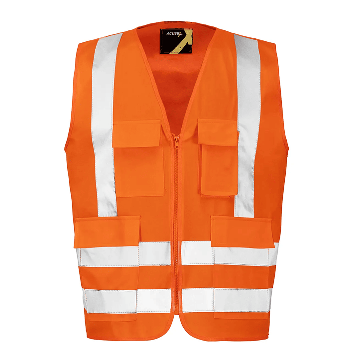 Chaleco Activex Naranjo 4 Bolsillos Alta Visibilidad  1