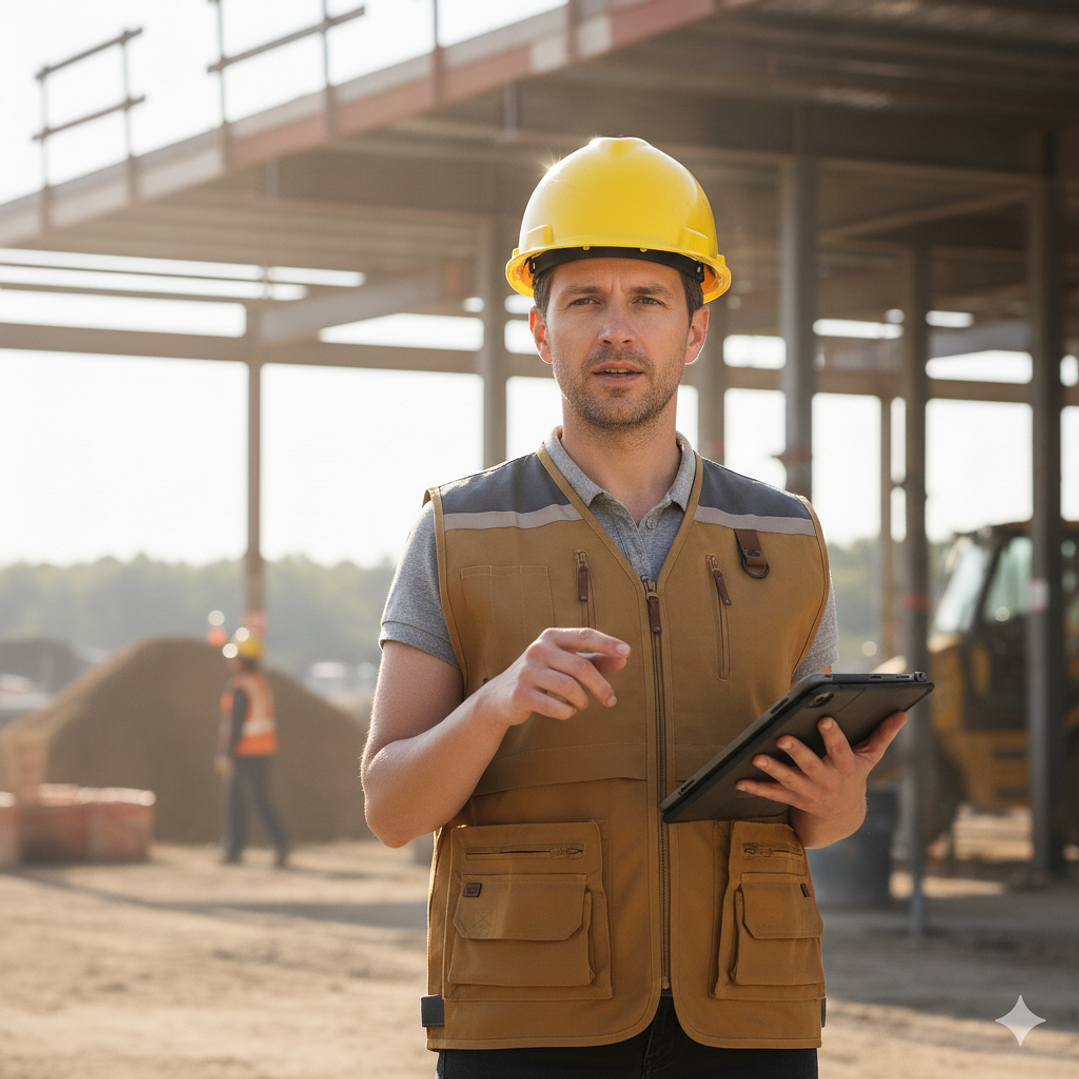 Chaleco Geólogo Gabardina Quebec Azul / Camel 2