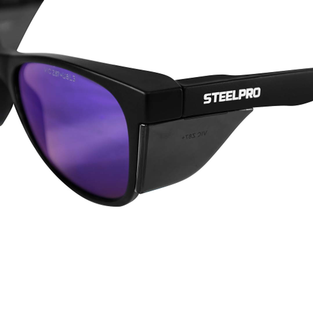 Lente de Seguridad Safeblack Gris Revo Azul Desmontable Steelpro UV ISP 6