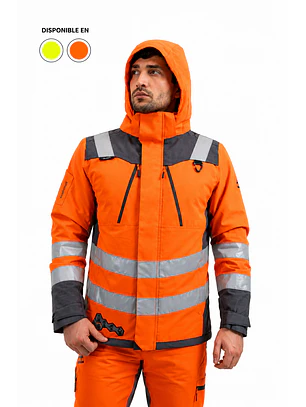 Parka Peregrin Orbital Hombre Alta Visibilidad Impermeable Salmon/Amarilla