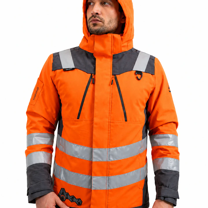 Parka Peregrin Orbital Hombre Alta Visibilidad Impermeable Salmon/Amarilla 1