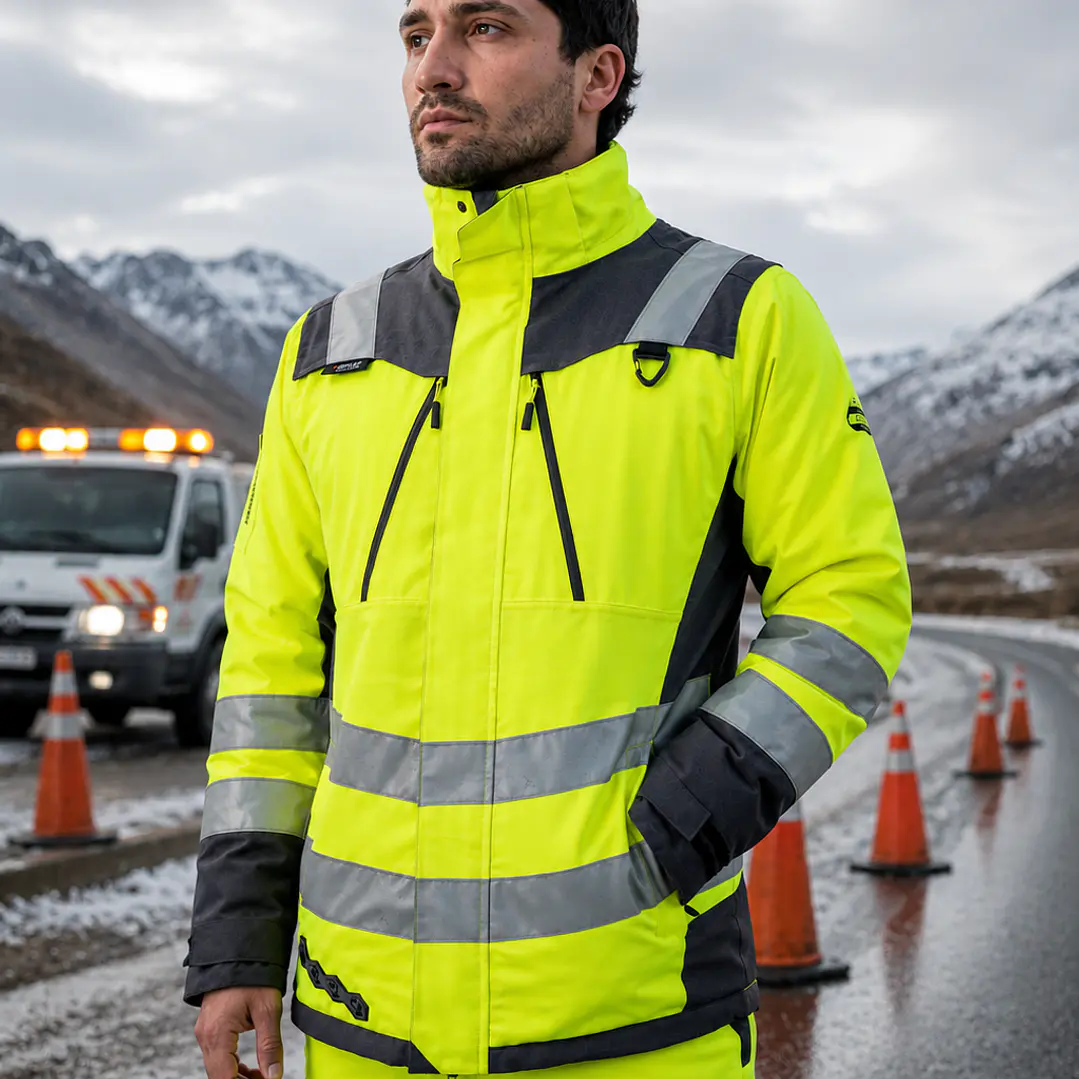 Parka Peregrin Orbital Hombre Alta Visibilidad Impermeable Salmon/Amarilla 4