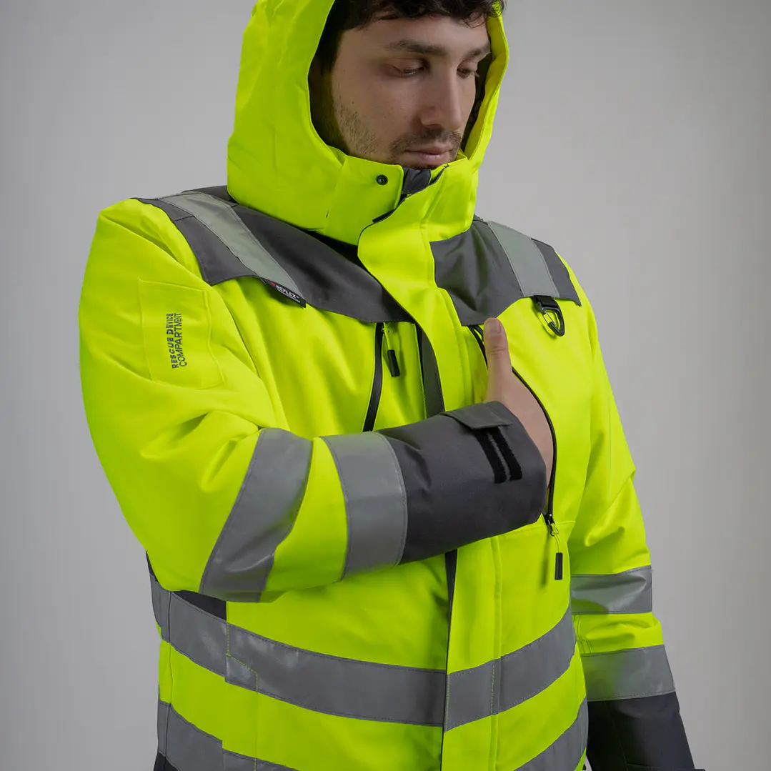 Parka Peregrin Orbital Hombre Alta Visibilidad Impermeable Salmon/Amarilla 7