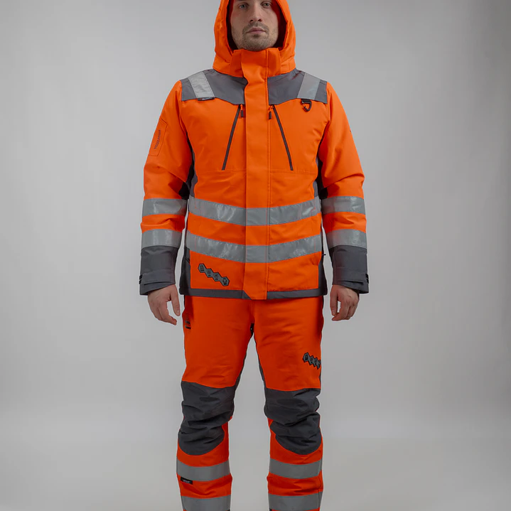 Parka Peregrin Orbital Hombre Alta Visibilidad Impermeable Salmon/Amarilla 10