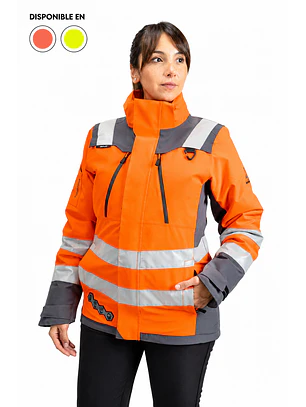 Parka Peregrin Orbital Mujer Alta Visibilidad Impermeable Salmon/Amarilla