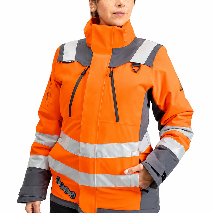Parka Peregrin Orbital Mujer Alta Visibilidad Impermeable Salmon/Amarilla 1