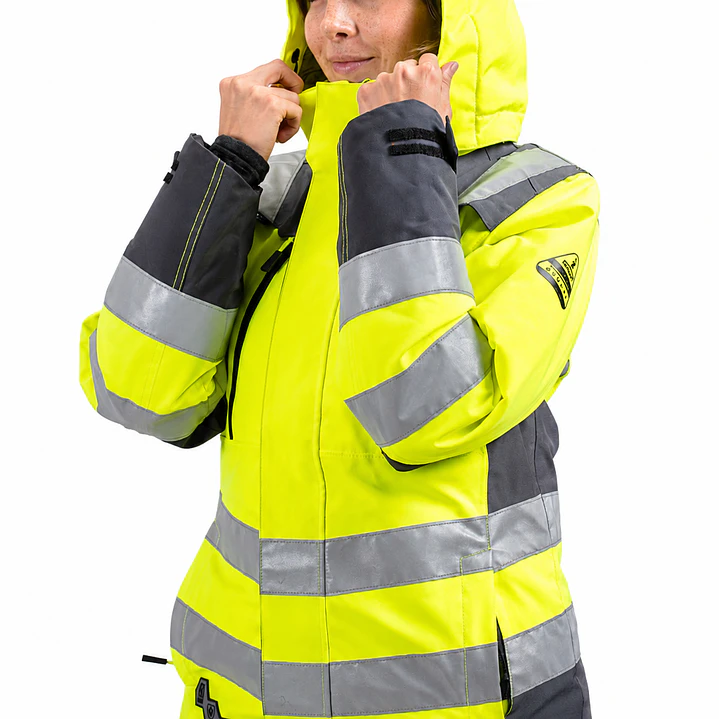 Parka Peregrin Orbital Mujer Alta Visibilidad Impermeable Salmon/Amarilla 2