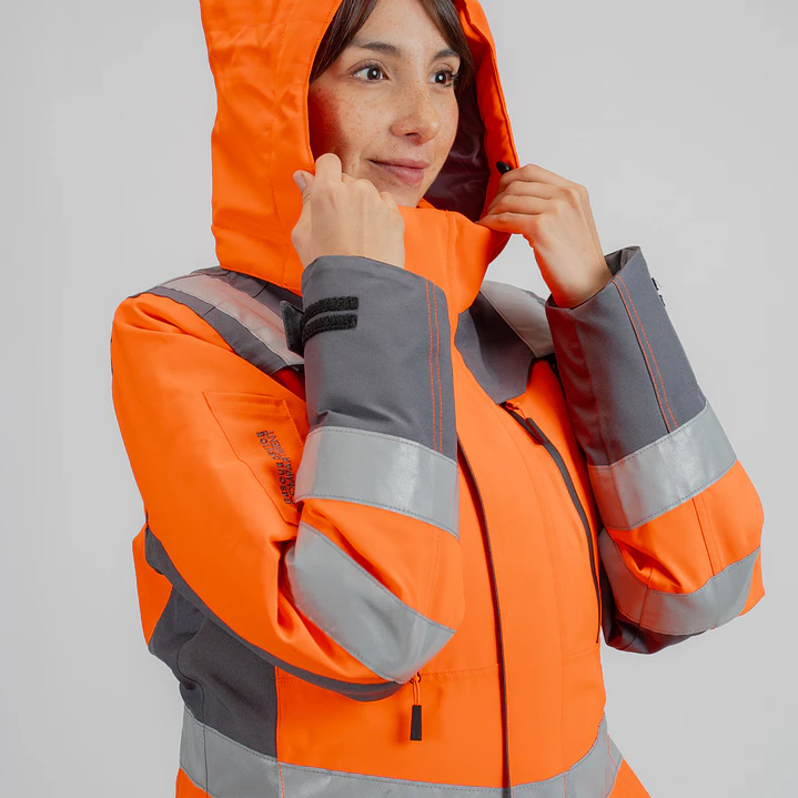Parka Peregrin Orbital Mujer Alta Visibilidad Impermeable Salmon/Amarilla 6