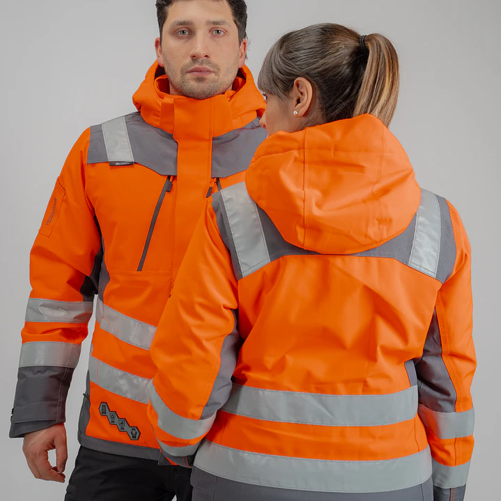 Parka Peregrin Orbital Mujer Alta Visibilidad Impermeable Salmon/Amarilla 11