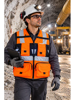 Chaleco Geologo Miner Profesional Naranjo 3M Scotchlite Activex ISP
