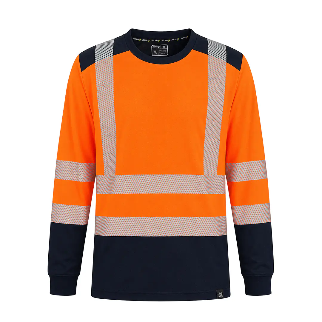 Polera Bicolor Naranja/Azul Dry Fit HV-100 UV Unisex 1