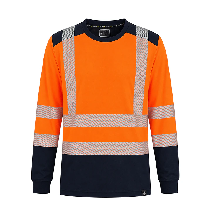 Polera Bicolor Naranja/Azul Dry Fit HV-100 UV Unisex 1