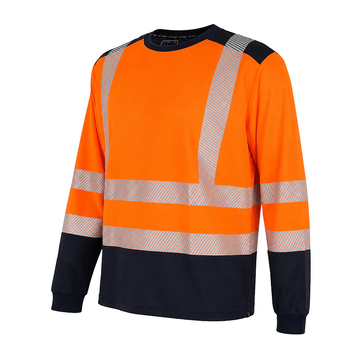 Polera Bicolor Naranja/Azul Dry Fit HV-100 UV Unisex 4