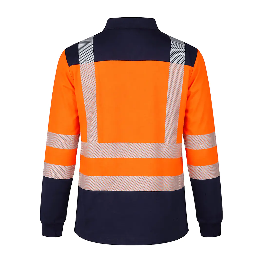 Polera Pique Bicolor Naranja/Azul Dry Fit HV-100 UV Unisex 4