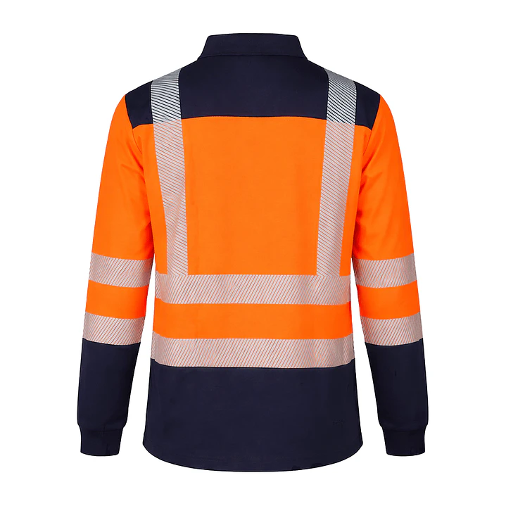 Polera Pique Bicolor Naranja/Azul Dry Fit HV-100 UV Unisex 4