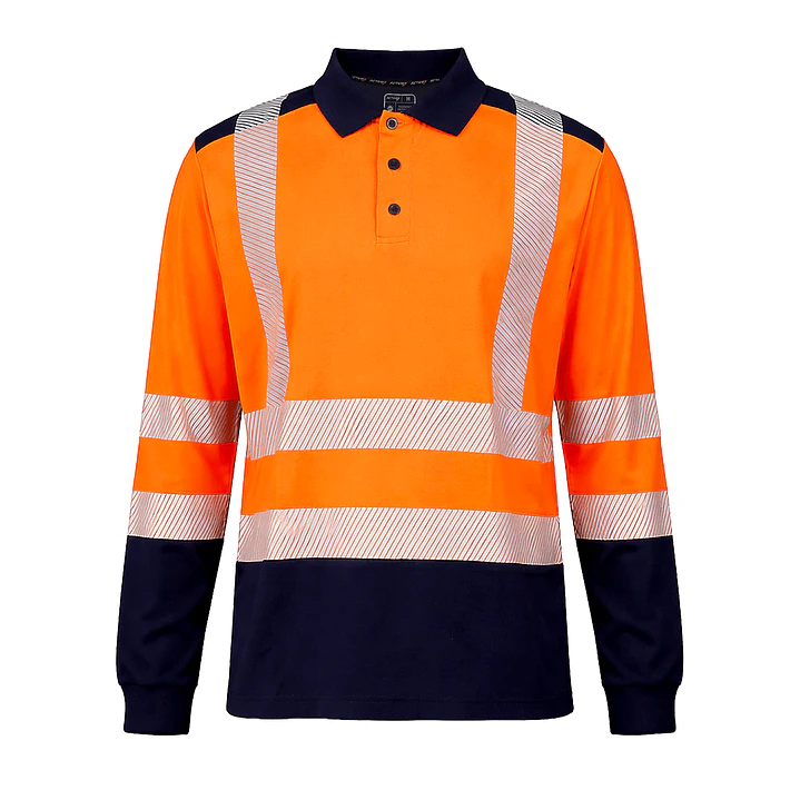 Polera Pique Bicolor Naranja/Azul Dry Fit HV-100 UV Unisex 1