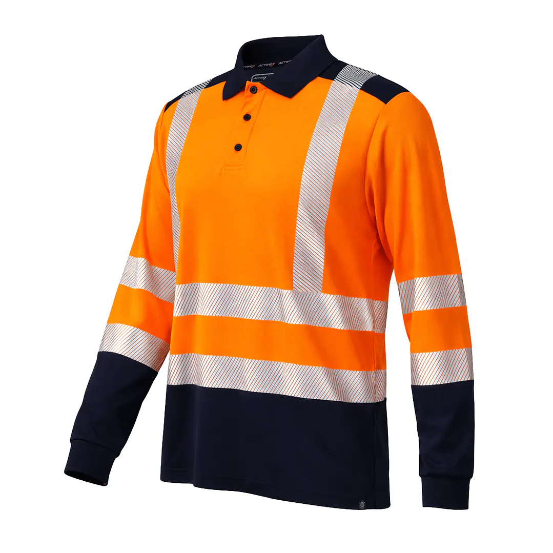 Polera Pique Bicolor Naranja/Azul Dry Fit HV-100 UV Unisex 3